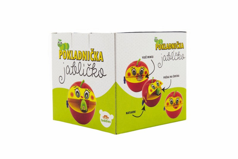 Pokladnička červené jablko s červíkem na klíček