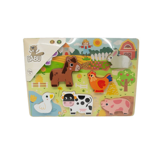 BABU - Dřevěné vkládací puzzle malá Farma