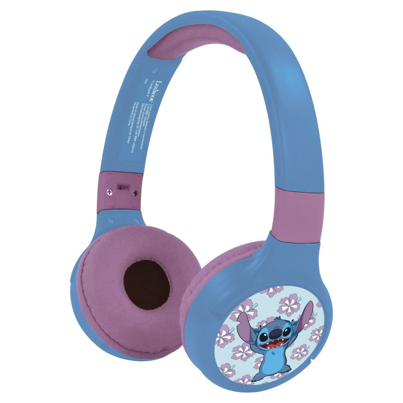 Lexibook 2v1 bluetooth skládací sluchátka Stitch s limitem hlasitosti