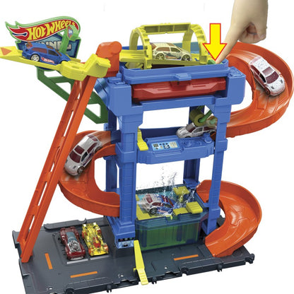 Hot Wheels city color shifters automyčka s otočným tunelem
