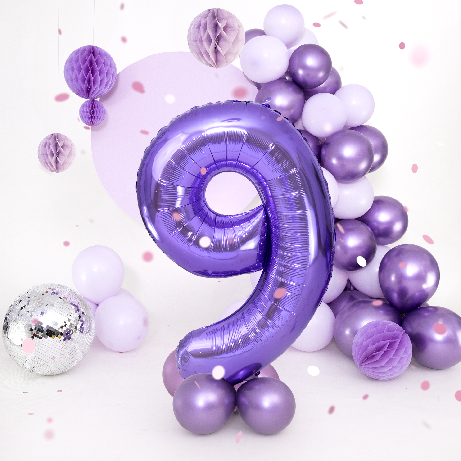 Foliový balón číslo 9 purple 100 cm