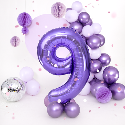 Foliový balón číslo 9 purple 100 cm
