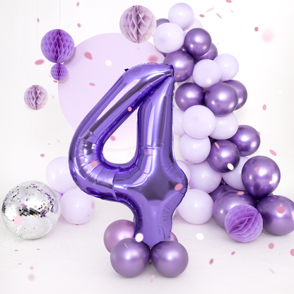 Foliový balón číslo 4 purple 100 cm