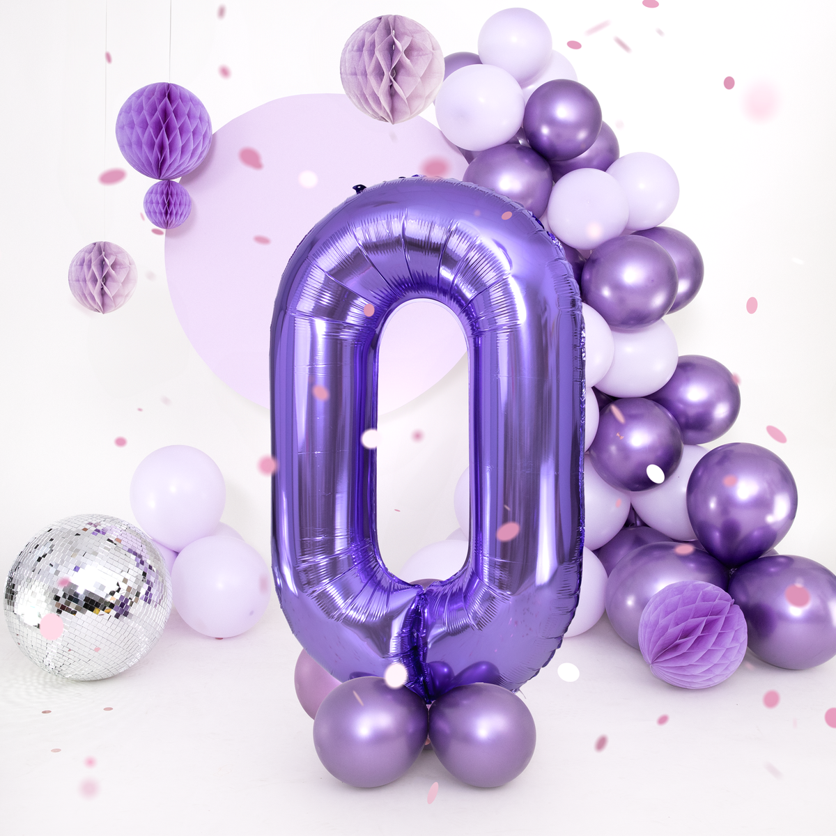 Foliový balón číslo 0 purple 100 cm