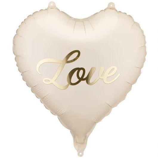 Balónek fóliový Srdce Love krémové 45 cm