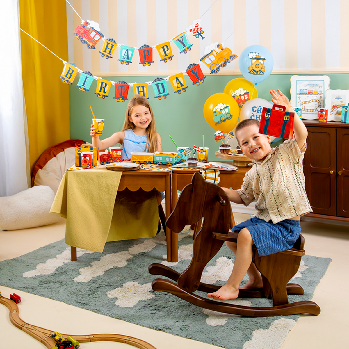 Vláčky a mašinky -  Birthday banner 240x19,5 cm