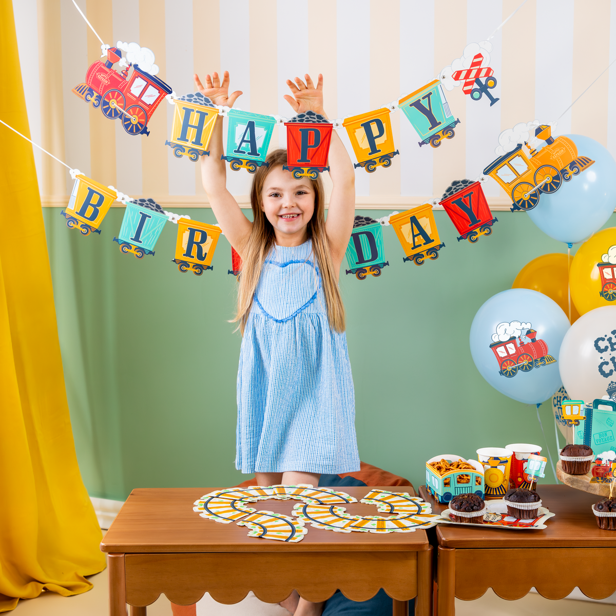 Vláčky a mašinky -  Birthday banner 240x19,5 cm