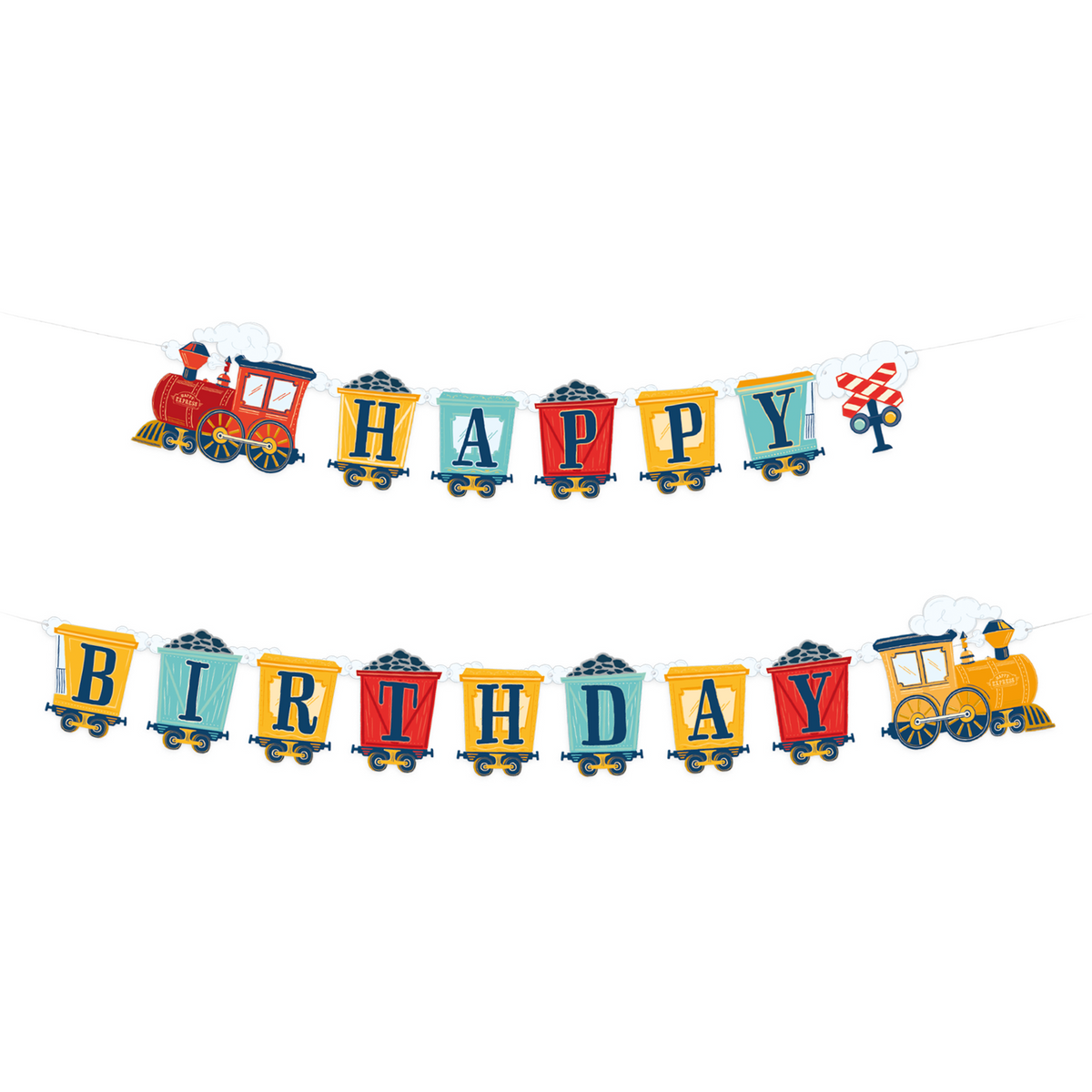 Vláčky a mašinky -  Birthday banner 240x19,5 cm