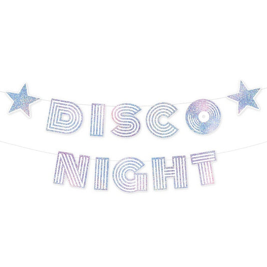Banner Disco Night stříbrný 182x16 cm