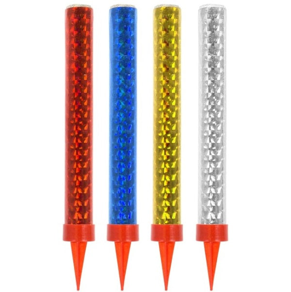 Holografické dortové fontánky 12 cm, 4 ks