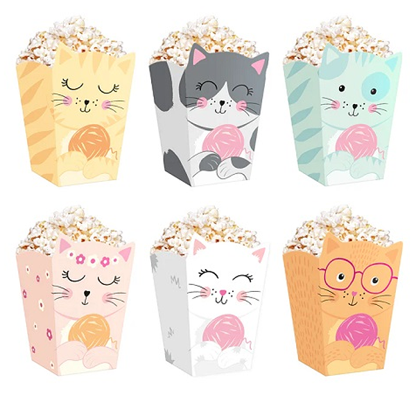 Krabičky na popcorn Kočky 6 ks