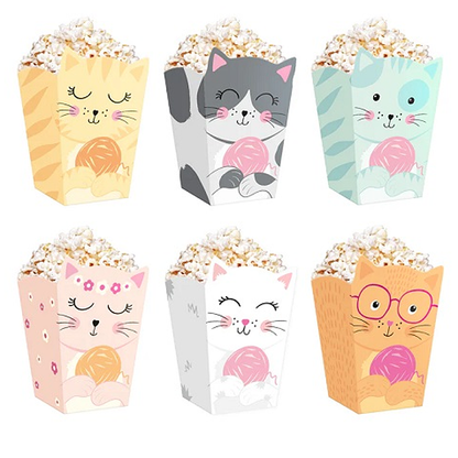 Krabičky na popcorn Kočky 6 ks