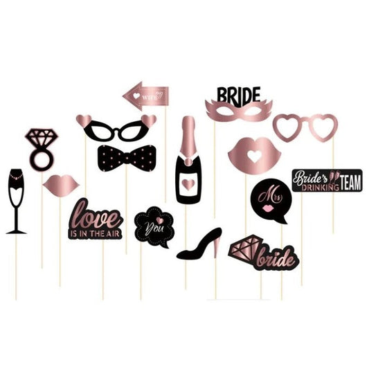 Rekvizity do fotokoutku Hen Party černo růžová 16 ks