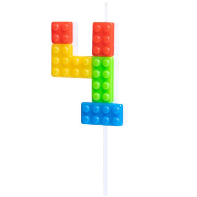 Svička dortová číslo 4 Lego kostičky 11 cm