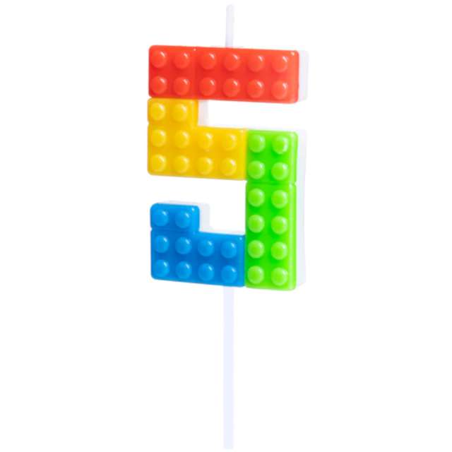Svička dortová číslo 5 Lego kostičky 11 cm