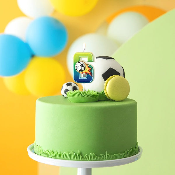 Svička dortová Fotbal "6" 6 cm