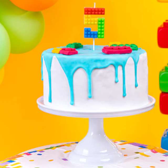 Svička dortová číslo 5 Lego kostičky 11 cm