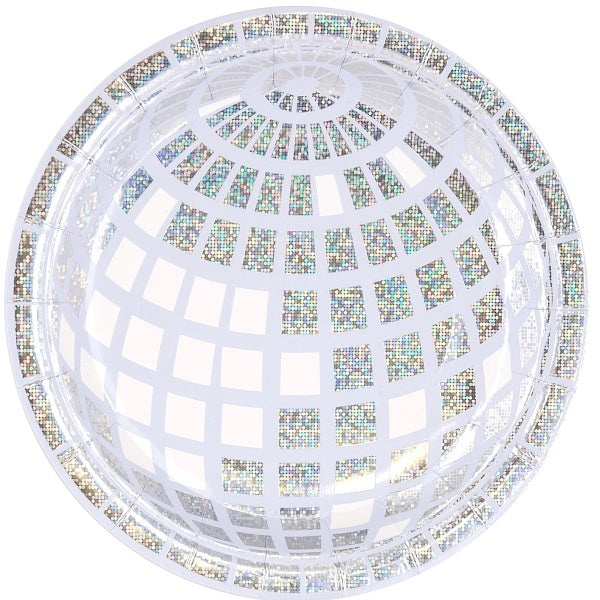 Talíře papírové Disco koule stříbrná 18cm 6ks
