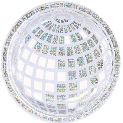 Talíře papírové Disco koule stříbrná 18cm 6ks
