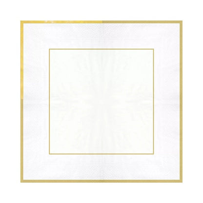 Ubrousky papírové bílé se zlatým proužkem 33x33 cm 10 ks