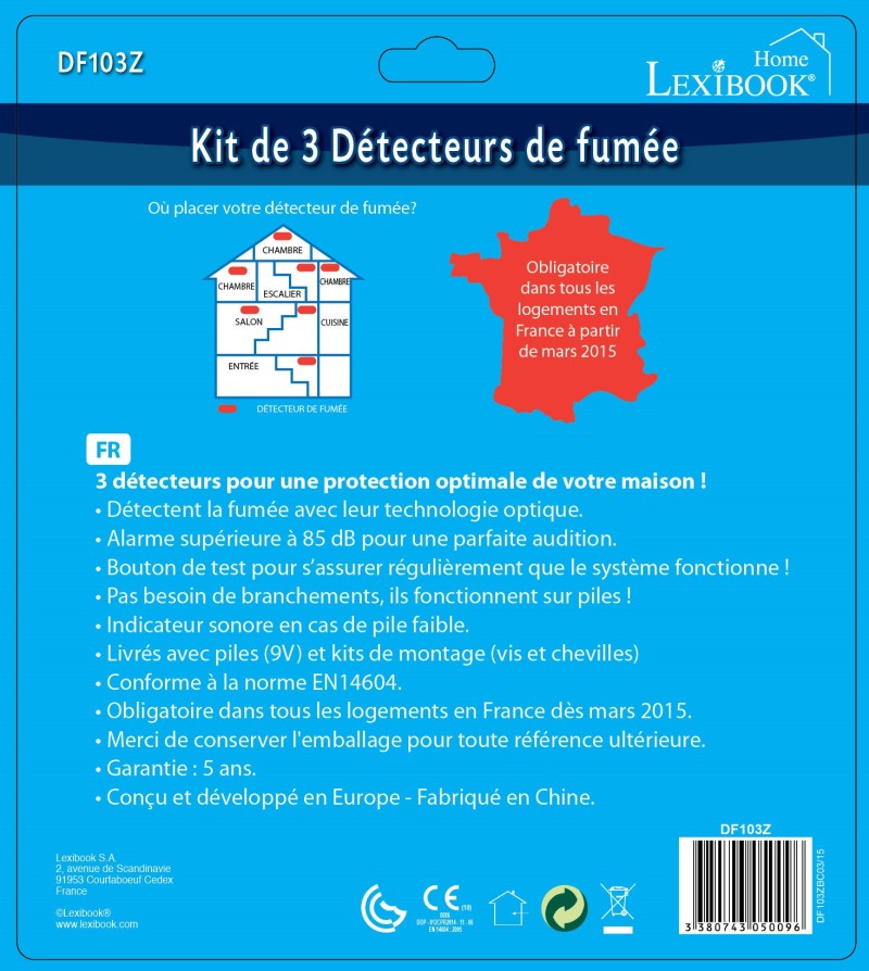 Lexibook 3x detektor kouře s bateriemi