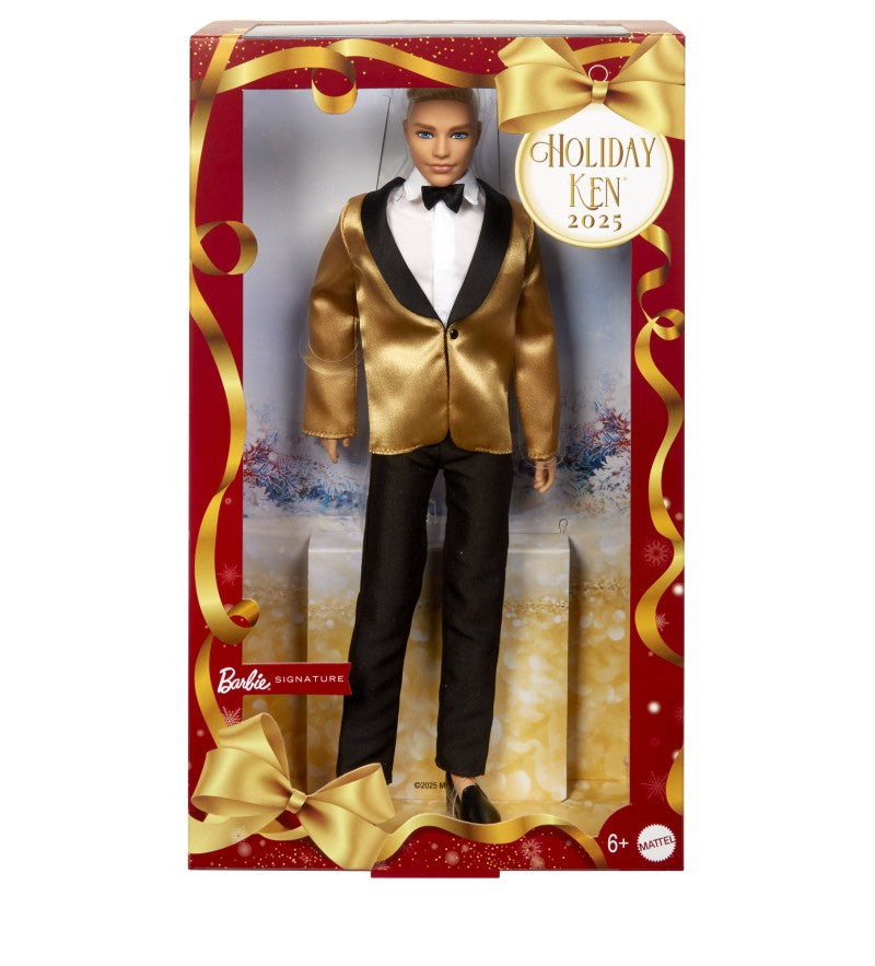 Barbie vánoční panenka Ken blond 2025