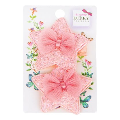 Lukky Fashion Set do vlasů s mašlí a flitry, dvojbalení (asst. 4) bílé