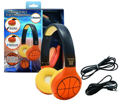 Lexibook 2v1 bluetooth skládací sluchátka Basketbal s limitem hlasitosti