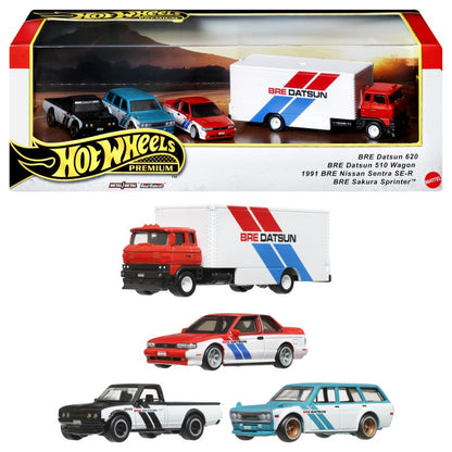 Hot Wheels 3ks prémiový angličák s týmovým tahačem - závod Le Mans