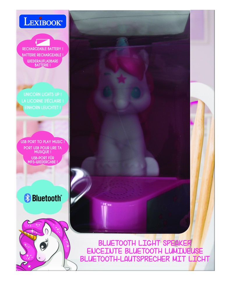 Lexibook bluetooth reproduktor se svítící figurkou Jednorožec
