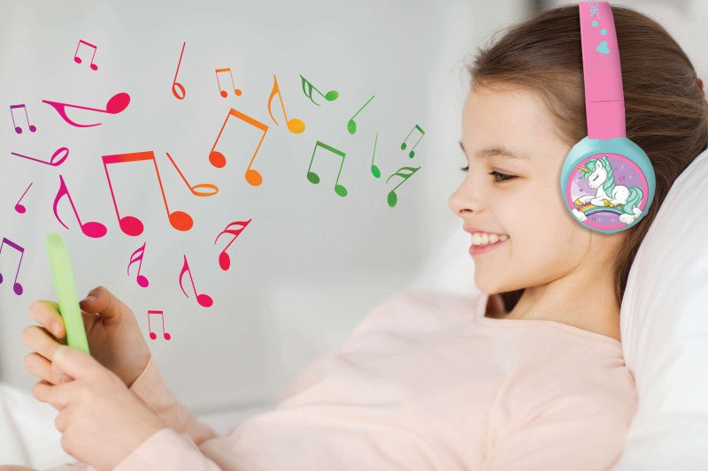 Lexibook 2v1 bluetooth skládací sluchátka Jednorožec s limitem hlasitosti