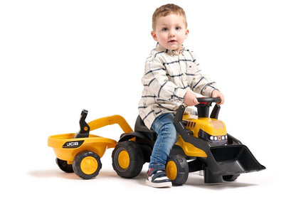 Odstrkovadlo - traktor JCB s přívěsem a přední/zadní lžící
