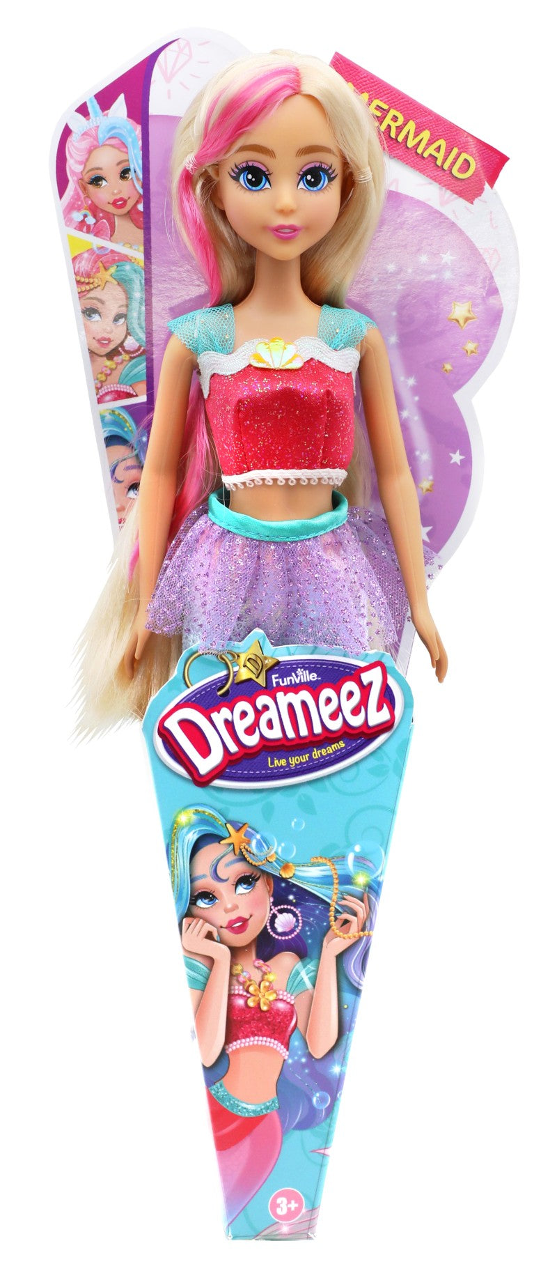 Dreameez mořská panna v kornoutku tyrkysové vlasy