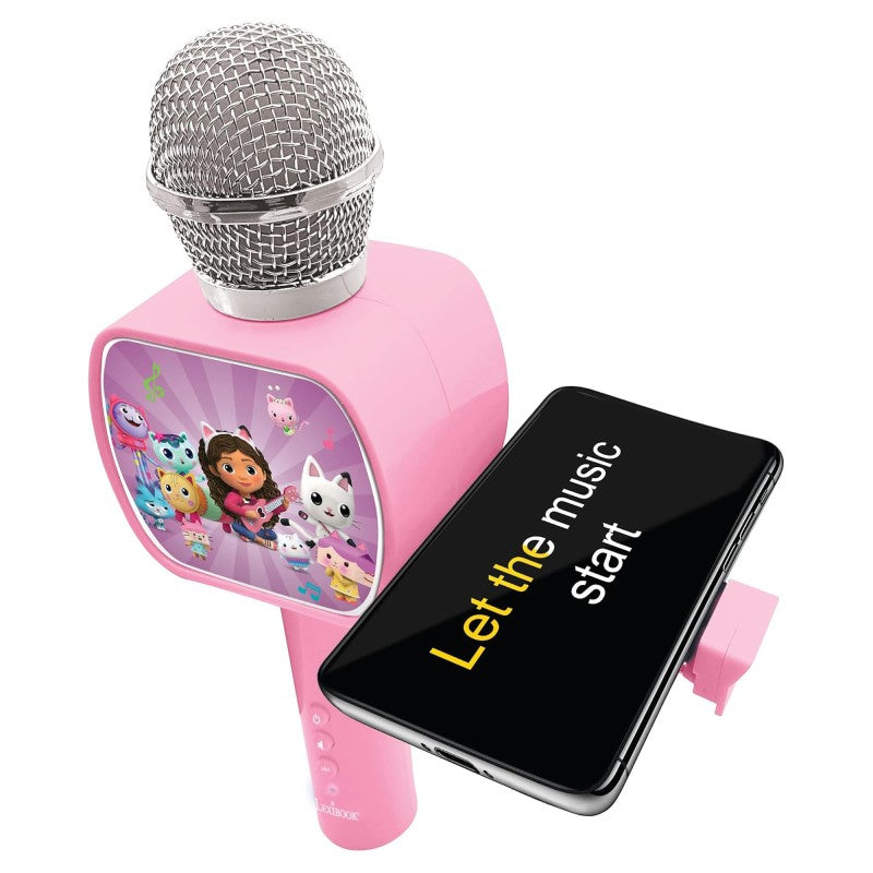 Lexibook bezdrátový karaoke mikrofon Gábinin kouzelný domek s držákem na telefon