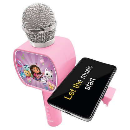 Lexibook bezdrátový karaoke mikrofon Gábinin kouzelný domek s držákem na telefon