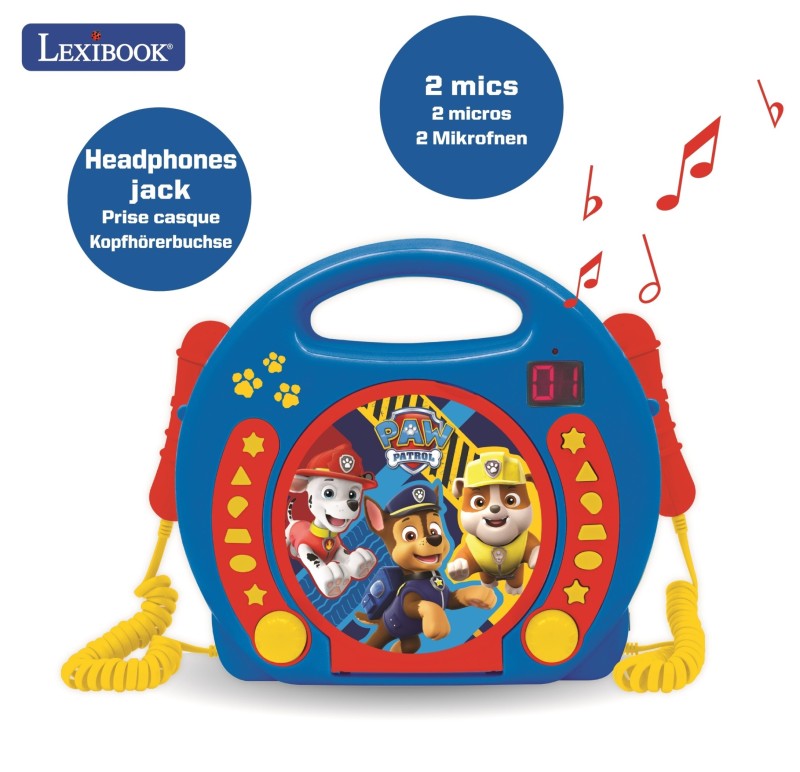 Lexibook CD přehrávač Tlapková patrola se 2 mikrofony