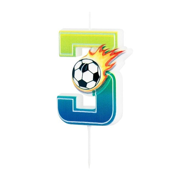 Svička dortová Fotbal "3" 6 cm