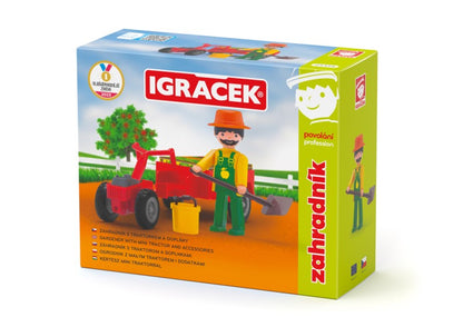 Igráček Zahradník - figurka s traktůrkem a příslušenstvím