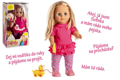 Panenka Sofinka s pejskem chodící a česky mluvící 42 cm