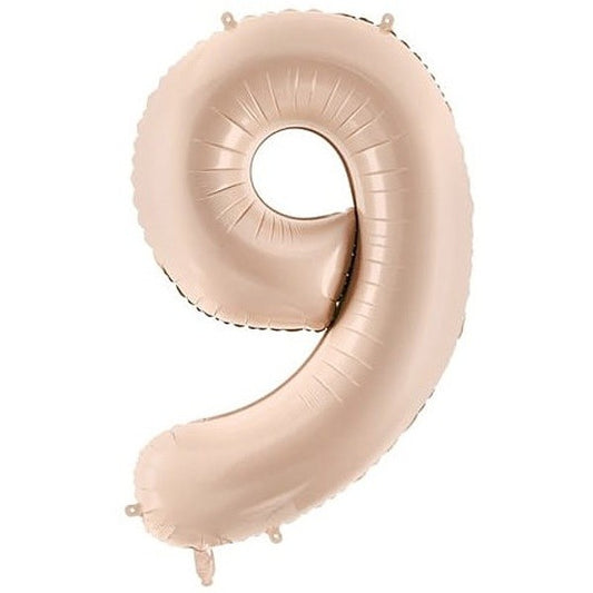 Balónek fóliový číslice "9" tmavě bežový 72 cm