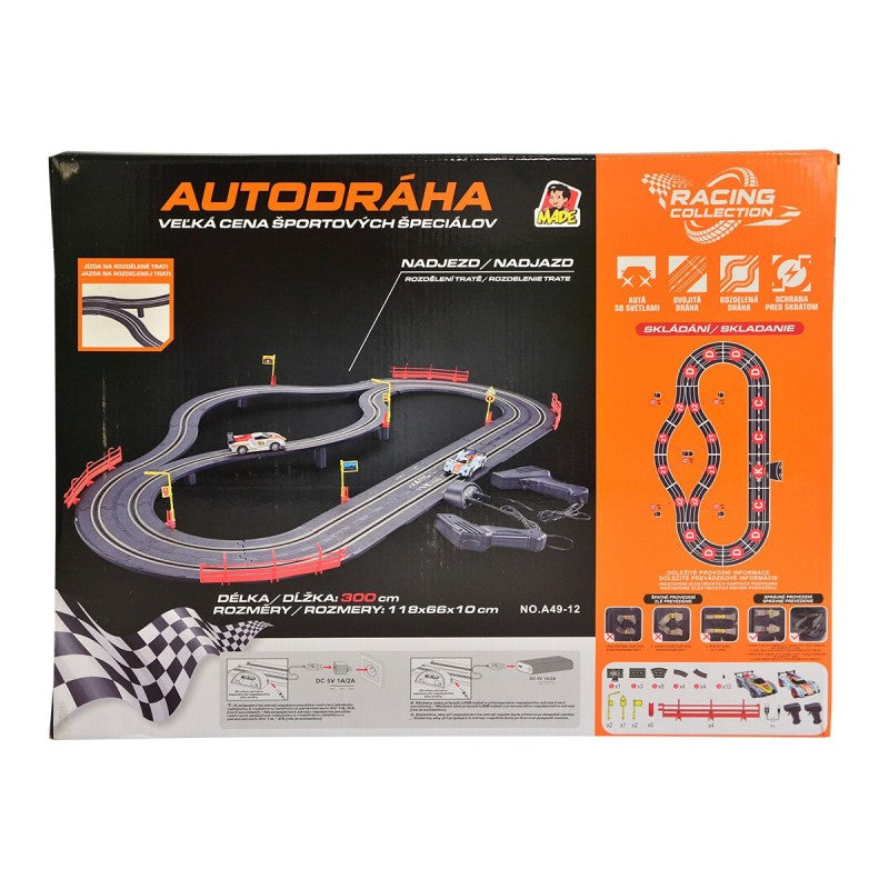 Autodráha 300 cm, bez zdroje, napájení přes USB kabel, 118 x