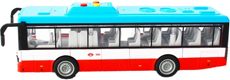 Městský autobus na setrvačník s osvětlením a zvukem - červený