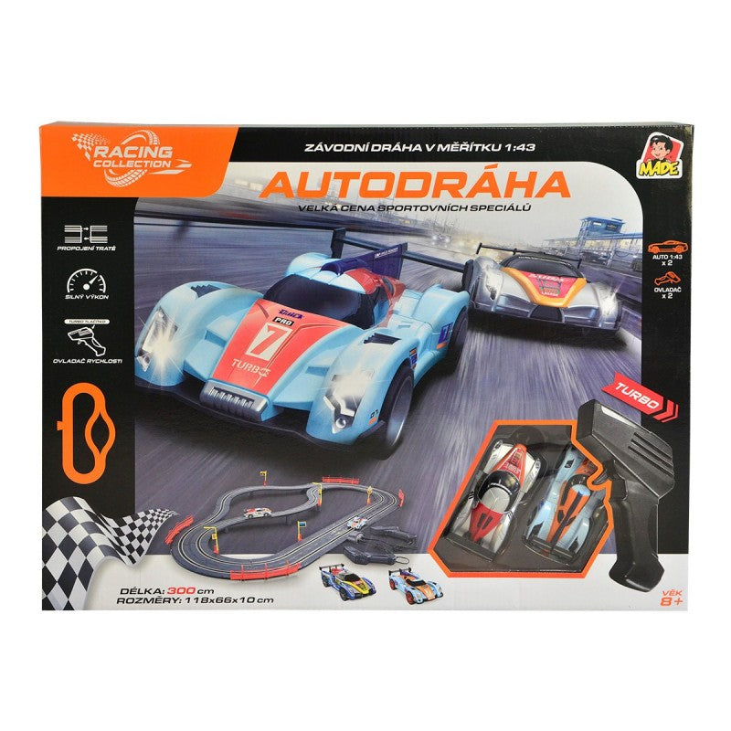 Autodráha 300 cm, bez zdroje, napájení přes USB kabel, 118 x