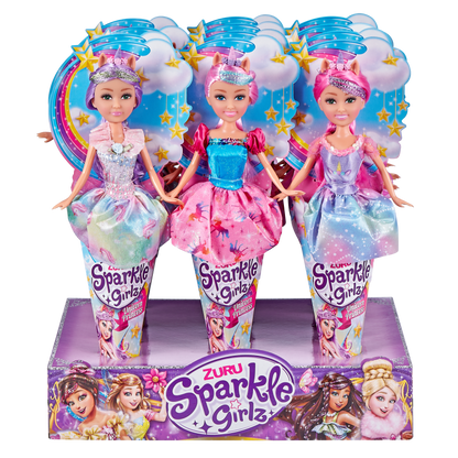 Víla jednorožec Sparkle Girlz v kornoutku fialové vlasy