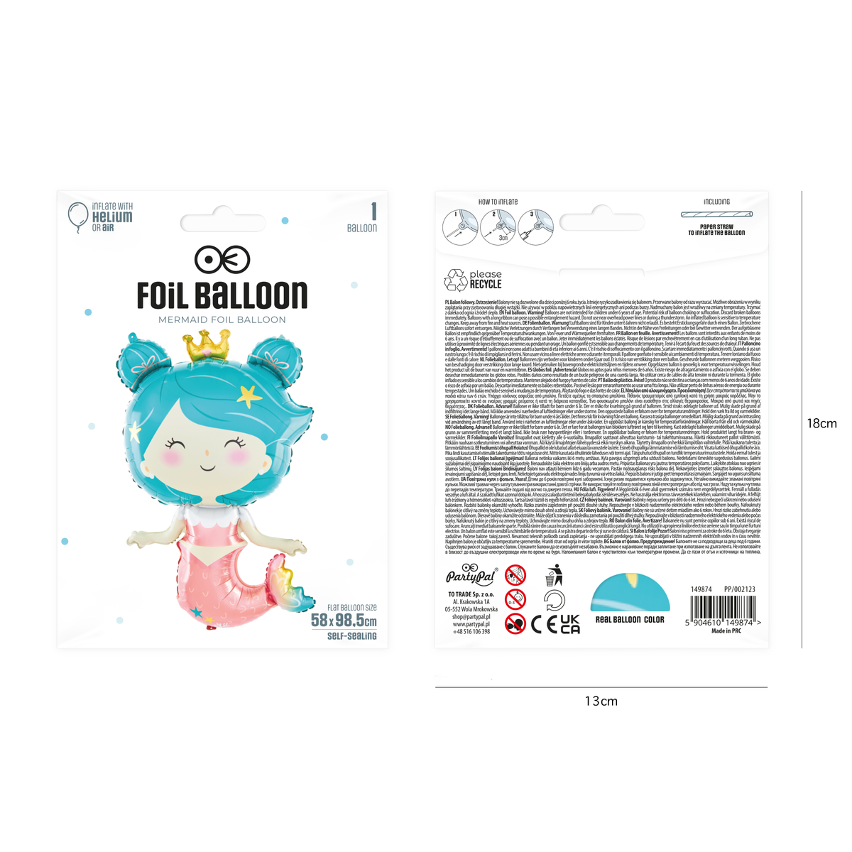 Mermaid - Fóliový balón 58 x 98 cm