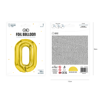 Foliový balón číslice 0 zlatá 100 cm