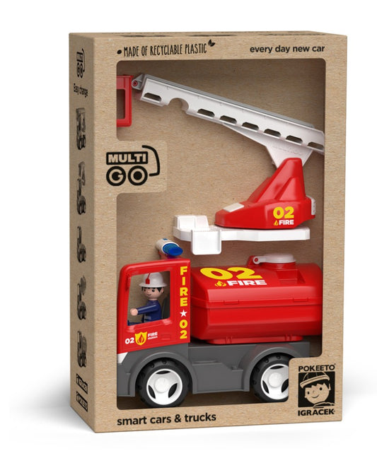 MultiGO ECO Fire 2+1 - Igráček hasič, auto, žebřík, cisterna
