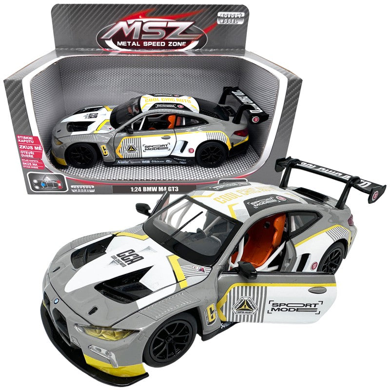 Kovový model - 1:24 BMW M4 GT3 Stříbrně šedá