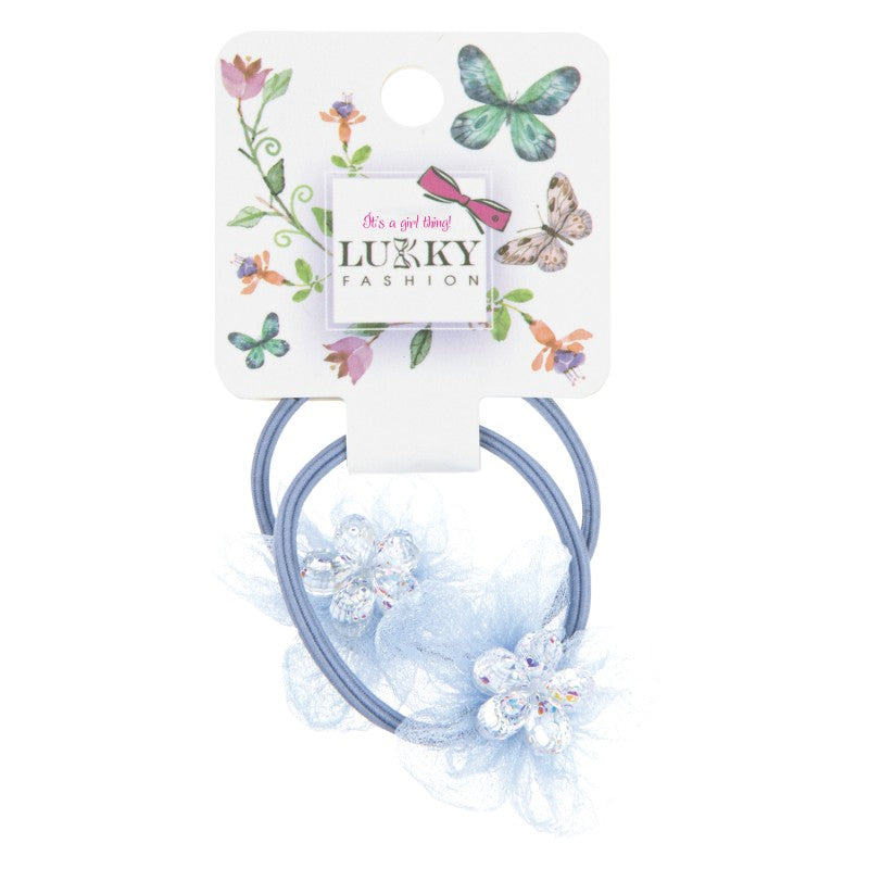 Lukky Fashion Gumičky do vlasů - květy s flitry šedé