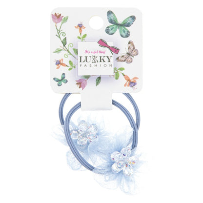 Lukky Fashion Gumičky do vlasů - květy s flitry šedé